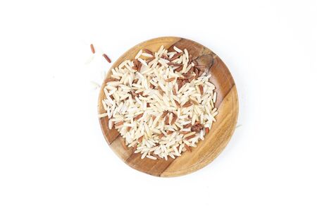 Rice isolated on white background close upの写真素材