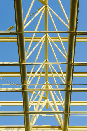Roof sturcture made from steel in the blue skyの写真素材
