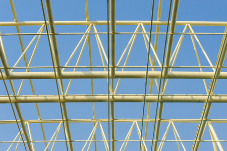 Roof sturcture made from steel in the blue skyの写真素材