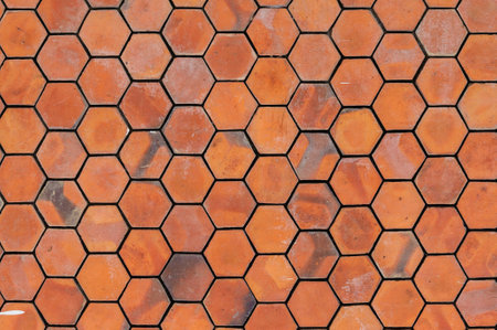 Vintage octagon red brick wall background texture