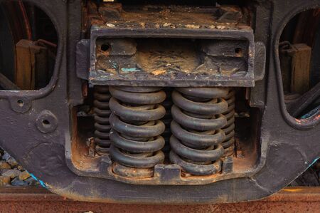 The old  red and brown rusted railway steel.の写真素材