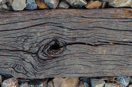 The wood that support old railway closeup texture