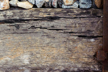 Close up old wood that support the railwayの写真素材