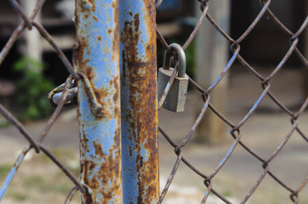 The old rust bar and mesh net backgroundの写真素材
