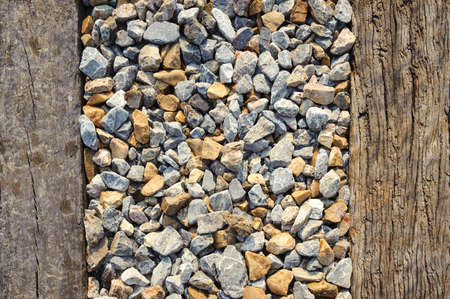 Close up old hard wood that support the railwayの写真素材