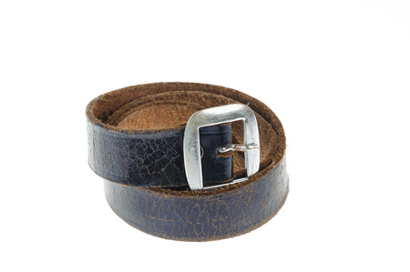 Old black belt isolate on white background
