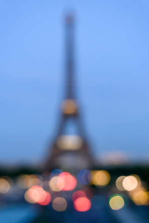Out focus effect of Eiffel Tower and light , Paris, Franceの写真素材