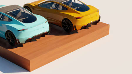 3D rendering of two sport carsの写真素材