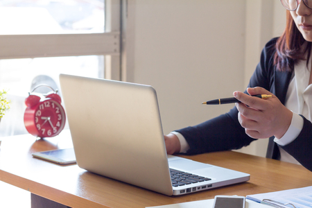 businesswomen using computer working  in officeの写真素材