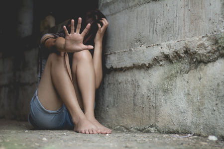 Stop violence against and sexual abuse women,anti-trafficking and stopping violence against women, International Women's Dayの写真素材