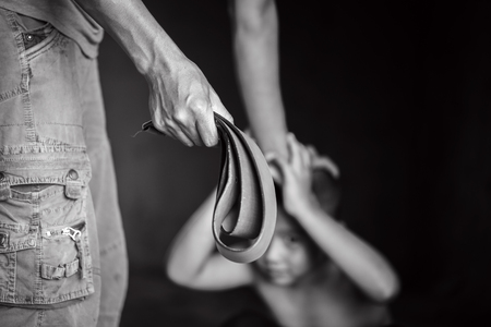 Stop Child Violence and Trafficking. Stop Violence Against Children, child bondage in angle image...