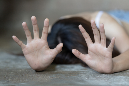 Stop Sexual abuse Concept, stop violence against Women, international women's day, Background blurの写真素材