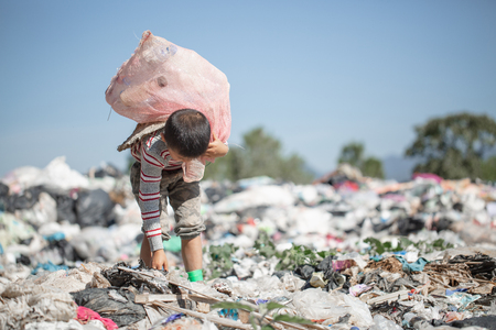 Children are junk to keep going to sell because of poverty, World Environment Day, Child labor,  human trafficking, Poverty conceptの写真素材
