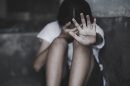 stop violence against child and women's, child violence and abused concept, trafficking Concept.の写真素材