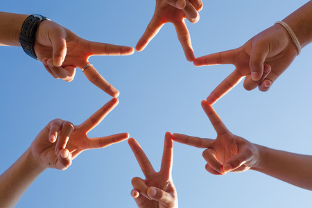 Group of Diverse Hands Together Joining,Team Work Concept