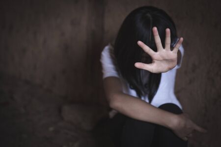 The concept of stopping violence against women andand human trafficking,  Stop sexual harassment and...