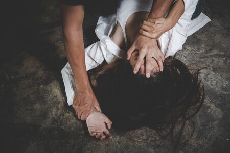 despair rape victim waiting for help, Stop sexual harassment and violence against women, rape and sexual abuse concept.の写真素材