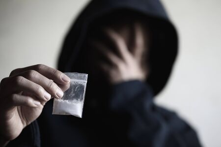 Drug addicts carrying heroin bags or drugs,  Disease , No to drugs, The concept of anti drugs,  26 June International Day Against Drug abuse.の写真素材