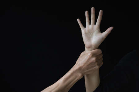 Stop sexual harassment and violence against women, rape and sexual abuse concept, The concept of stopping violence against women and rape. International Women's Dayの写真素材