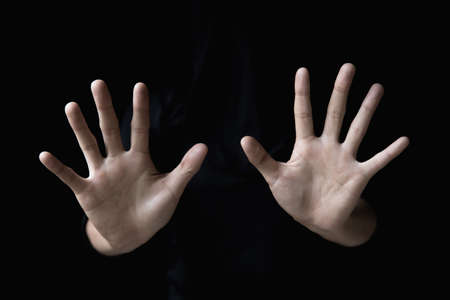 Women lift the palm,Stop violence and sexual abuse against women.  Stop hurting woman!,  international women's day.の写真素材