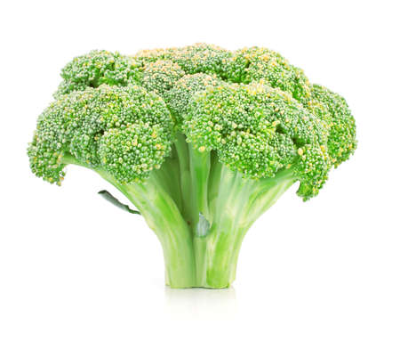 Ripe green broccoli cabbage isolated on white, food ingredient photo
