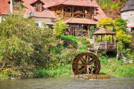 Homesteads with restaurant and watermillのeditorial素材