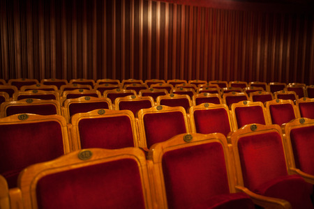 Empty Theater seats in red color, indoor photoのeditorial素材