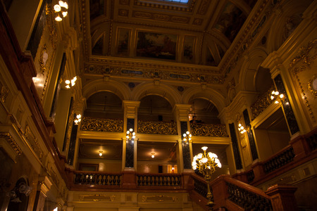 Lviv Opera House, retro traditional decoration and lightのeditorial素材