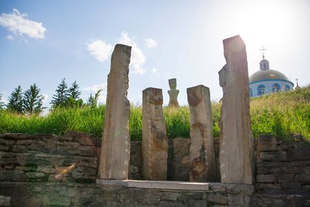 Stone monuments in historic and culture reserve Busha, Ukraineの写真素材