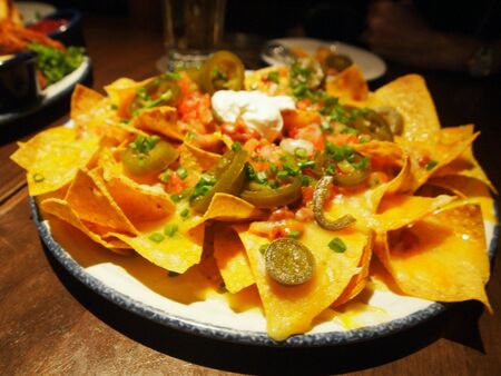 Nachos with cheese and salsaの素材