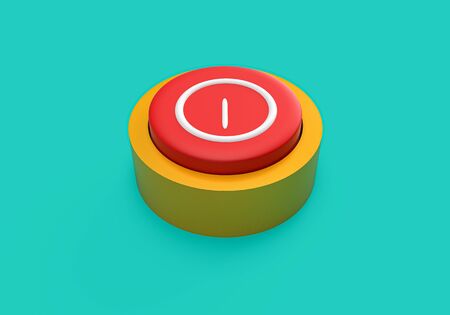 3d rendering of button ON or OFF on soft blue background, 3d render minimal design conceptの写真素材