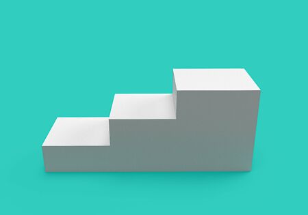 3D rendering of White cube wide podium with three rank places, three-dimensional renderingの写真素材