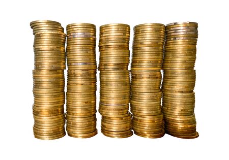 Coin Stacks Isolate on White Background.の写真素材