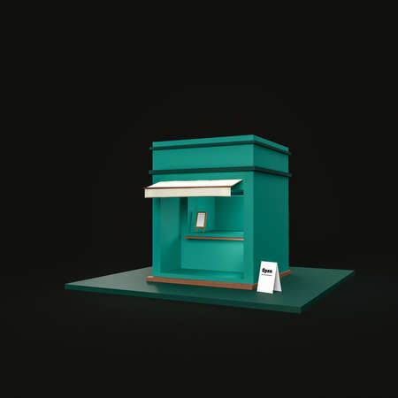 3d rendering of cafe on black background, 3d minimal concept for business or advertisingの写真素材