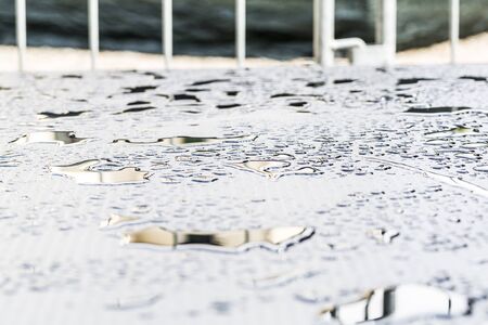 water tears on black floor
