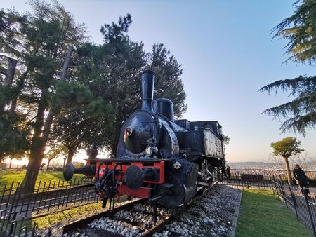 brescia castle park ancient coal locomotive trainの写真素材