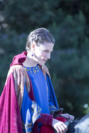 Quattro Castella,Reggio Emilia/Italy - July 26 2019 : medieval historical re-enactment of matilde di canossa, traditional games and joustingのeditorial素材