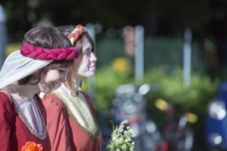 Quattro Castella,Reggio Emilia/Italy - July 26 2019 : medieval historical re-enactment of matilde di...