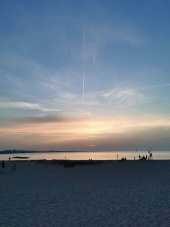 rimini beach beautiful sunset with bright colors and sea