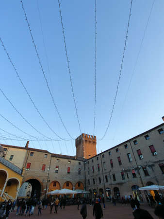 Ferrara / Italy - 11 07 2020: Saturday normal piazza del duomo of Ferrara in autumn day