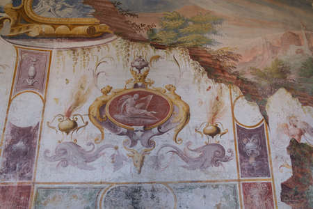 Detail of a fresco in a room of Torrechiara Castle in Langhirano, Parma, Italy. High quality photo