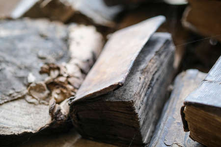 old burnt books recovered from a fire. High quality photoの写真素材