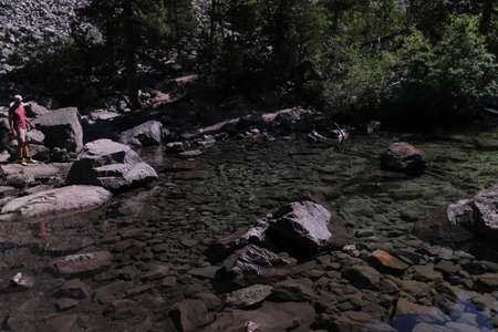 view of the Green Lake in the Valle Stretta Turin with emerald green water. High quality photo