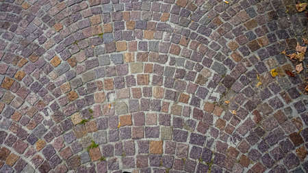 Roman cobblestone pavement in via emilia porphyry. High quality photoの写真素材