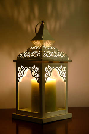 lantern illuminating white background and soft light. High quality photoの写真素材