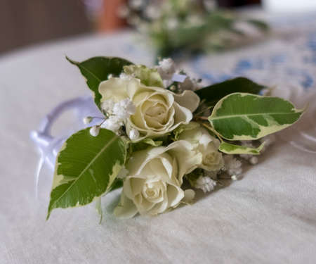 wedding bouquet in white roses. High quality photo