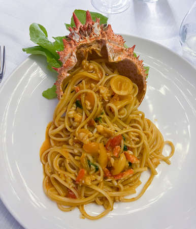 tagliolini pasta with spider crab. High quality photoの写真素材