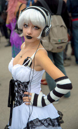 Lucca, Italy - 2018 10 31: Lucca Comics free cosplay event around city video girl. High quality...