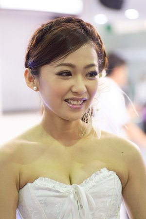 Taipei City, Taiwan - 2017 06 02: Computex It Event beautiful asian girl on stand. High quality photoのeditorial素材