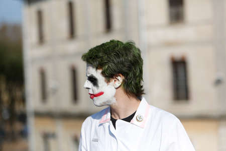 Lucca, Italy - 2018 10 31: Lucca Comics free cosplay event around city joker boy. High quality photo
